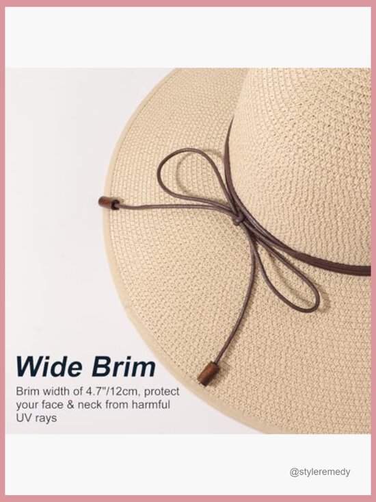 Wide Brim Straw Sun Hat UPF 50+ Foldable Floppy Beach Hat main image 7